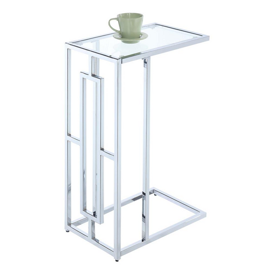 Town Square Chrome C End Table, Clear Glass/Chrome Frame