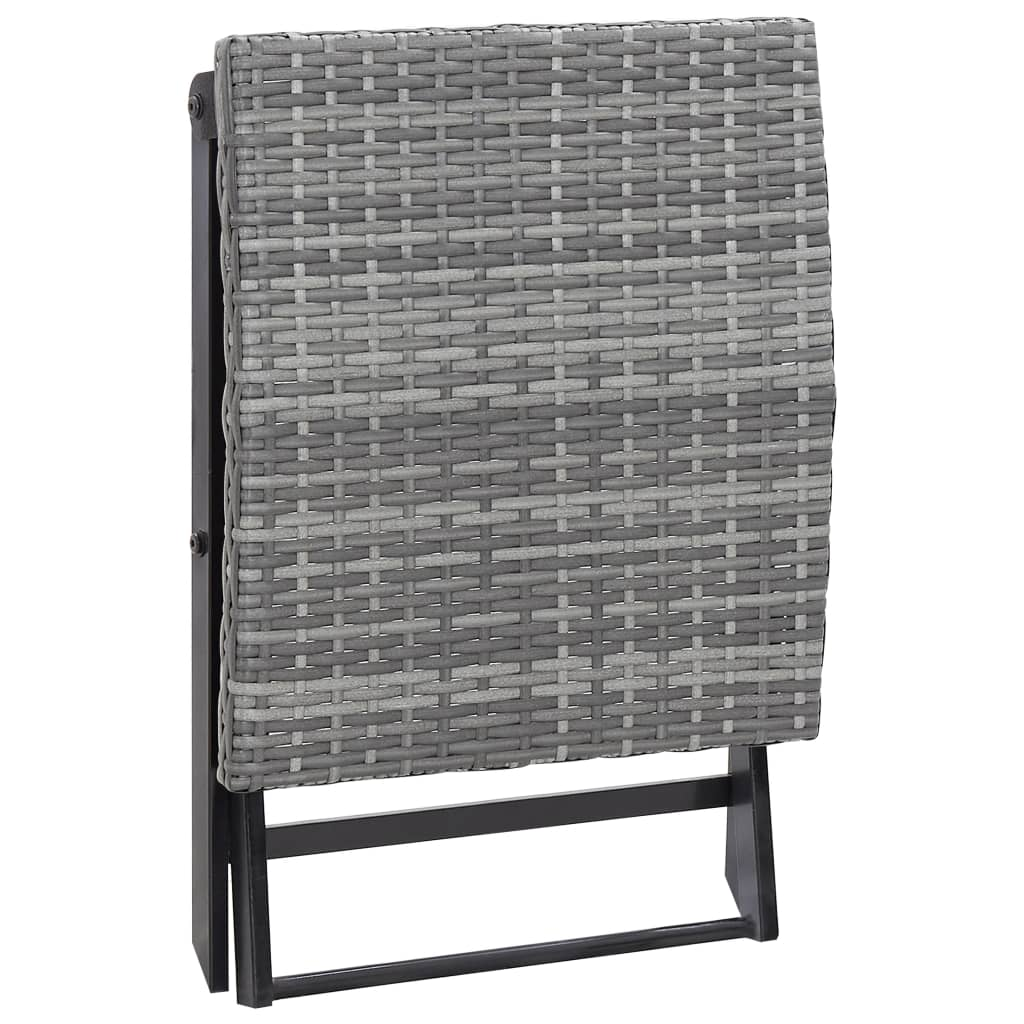 vidaXL Folding Stool Poly Rattan Gray