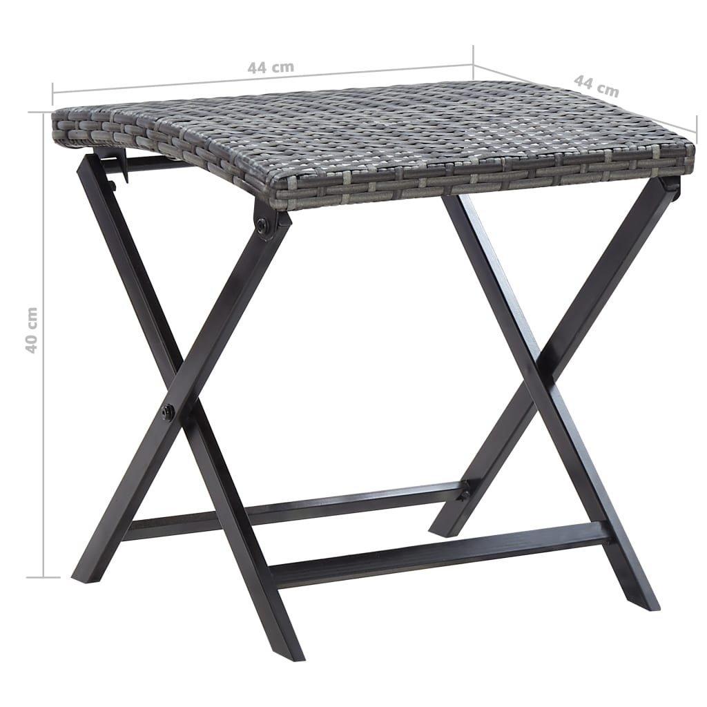 vidaXL Folding Stool Poly Rattan Gray