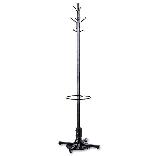 Safco Umbrella Stand Coat Rack - 4 Hooks - 40 lb (18.14 kg) Capacity - for Multipurpose - Steel - Black - 1 Each