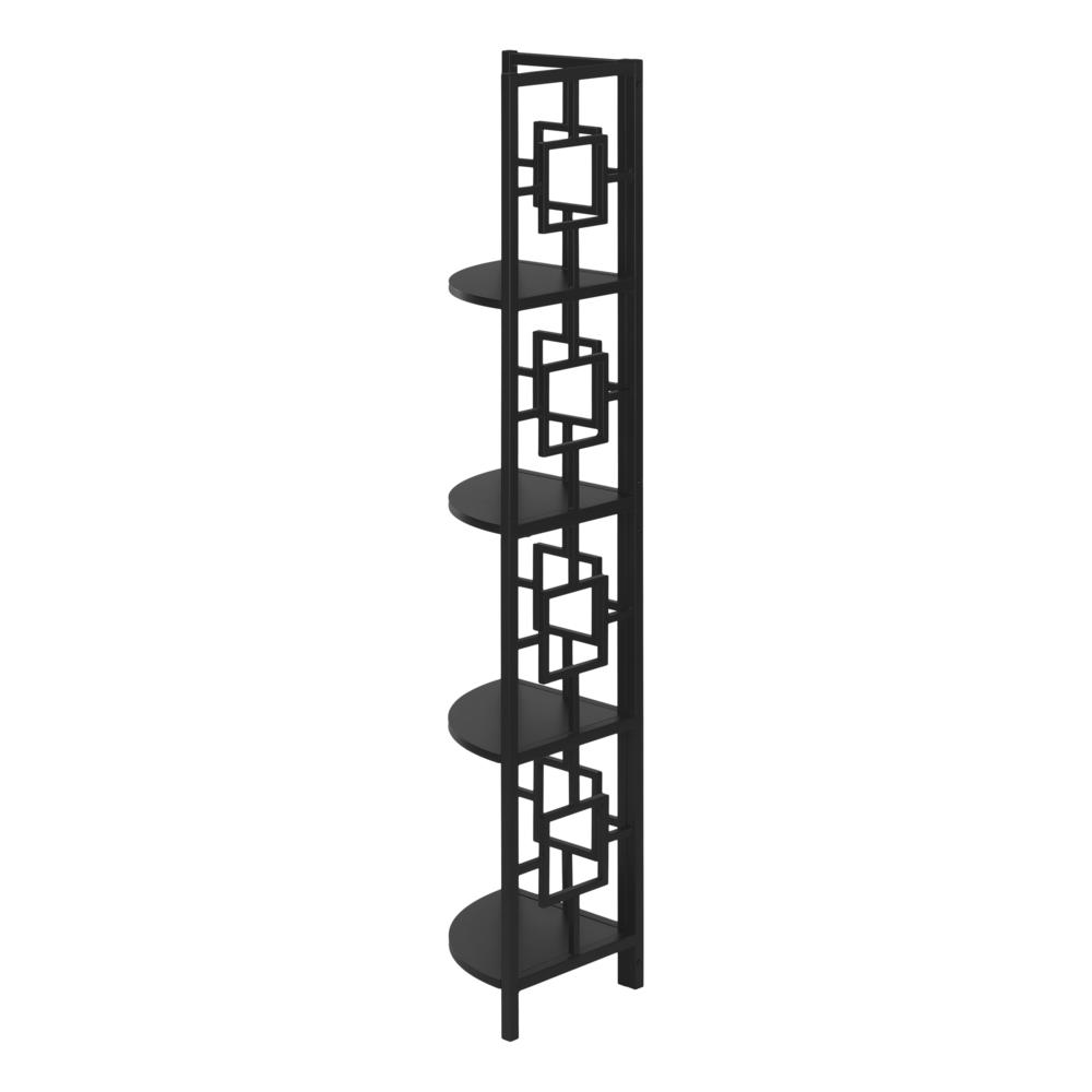 BOOKCASE - 62"H / BLACK / BLACK METAL CORNER ETAGERE