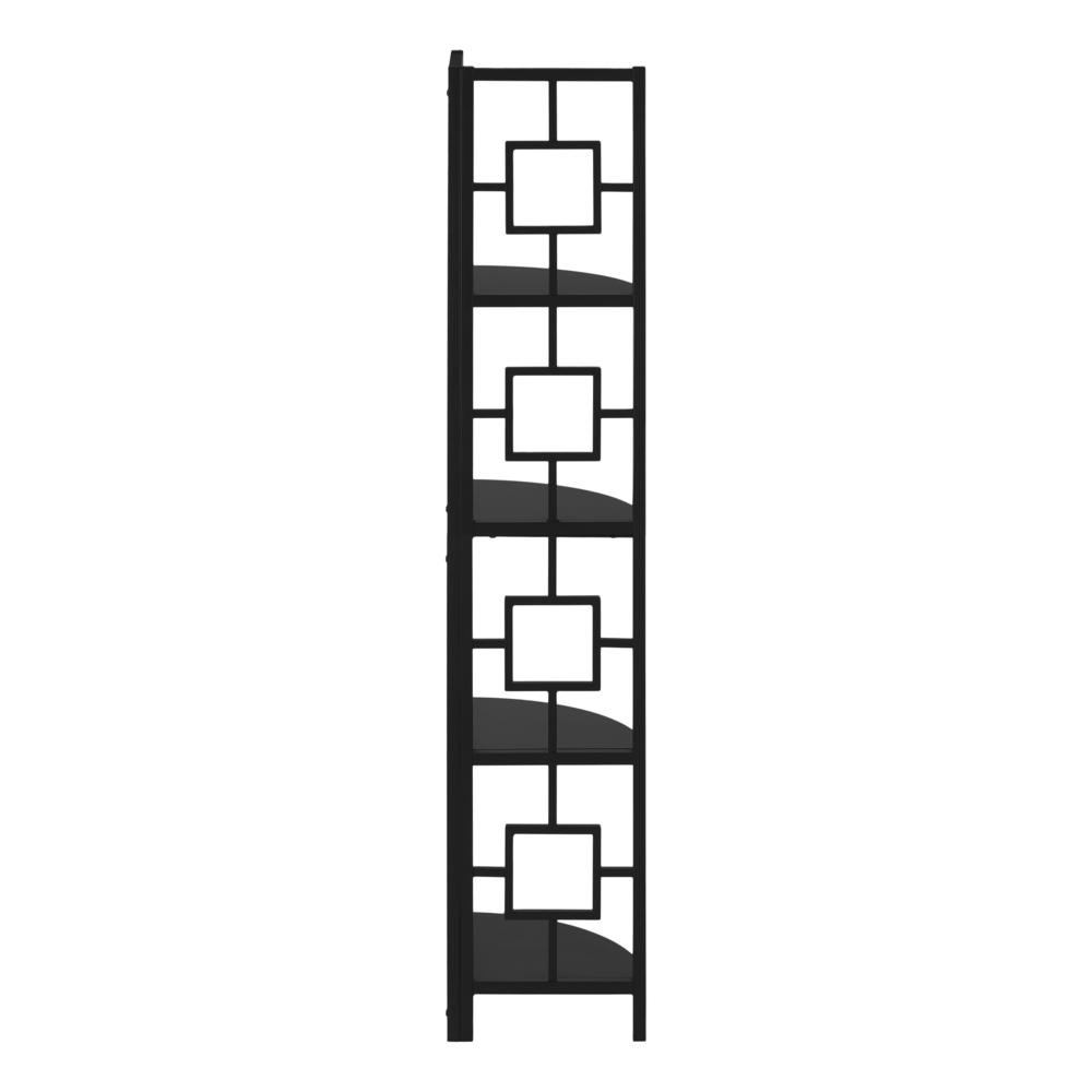 BOOKCASE - 62"H / BLACK / BLACK METAL CORNER ETAGERE