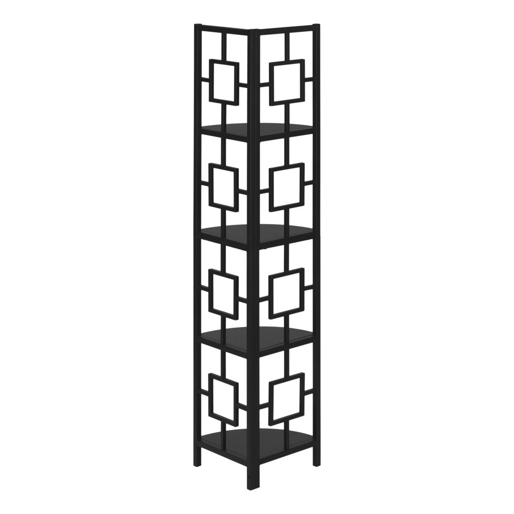 BOOKCASE - 62"H / BLACK / BLACK METAL CORNER ETAGERE