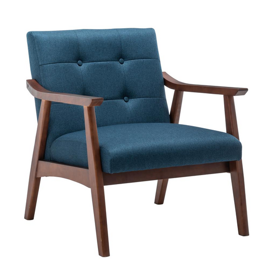 Natalie Accent Chair Dark Blue Fabric/Espresso