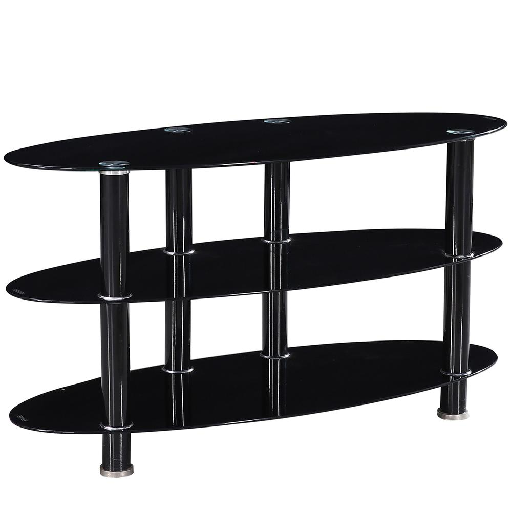 Neo Oval Tempered Glass TV Stand for 40-inch TV in Black