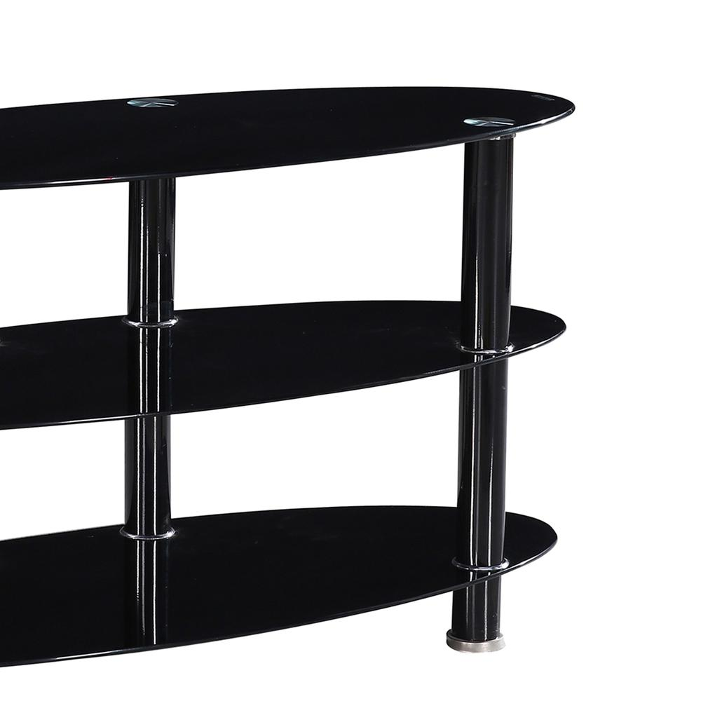 Neo Oval Tempered Glass TV Stand for 40-inch TV in Black