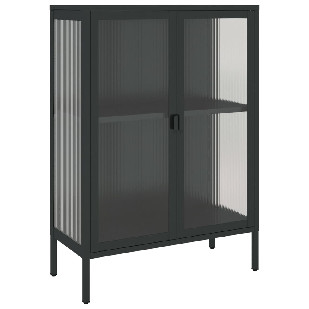 vidaXL Sideboard Black 29.5"x13.8"x41.3" Glass and Steel