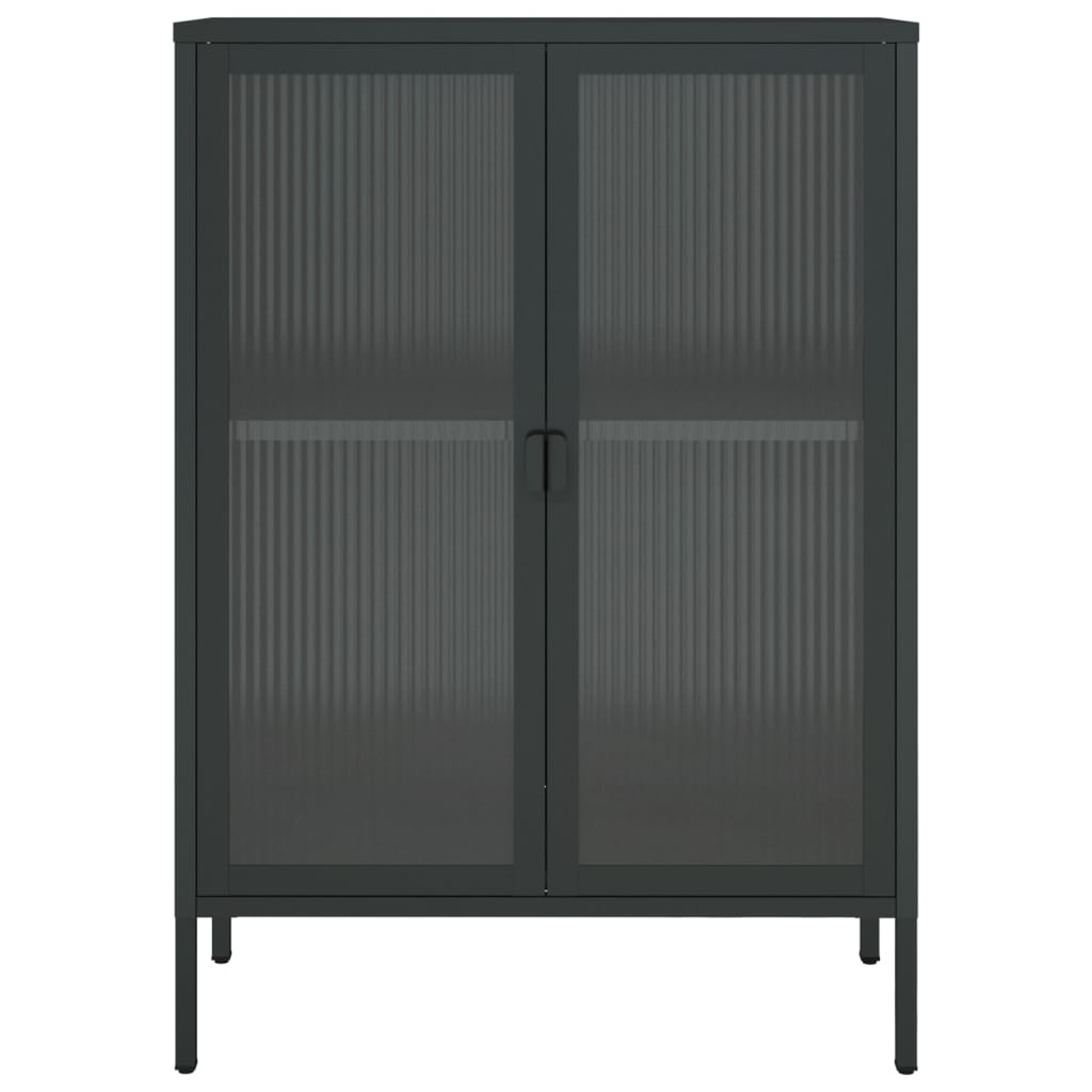 vidaXL Sideboard Black 29.5"x13.8"x41.3" Glass and Steel