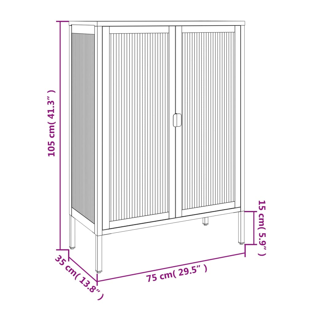 vidaXL Sideboard Black 29.5"x13.8"x41.3" Glass and Steel