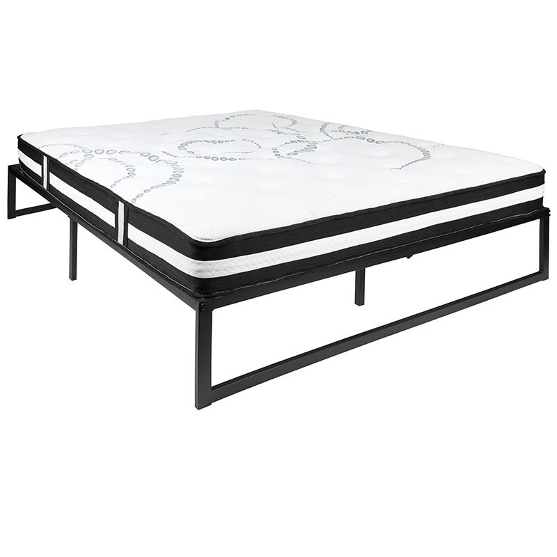 14 in Metal Platform Bed Frame with 12 in Mattress - Queen