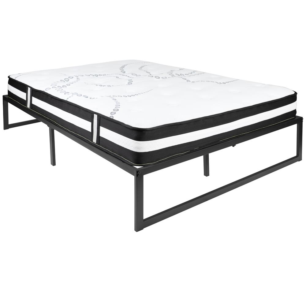 14 in Metal Platform Bed Frame with 12 in Mattress - Full