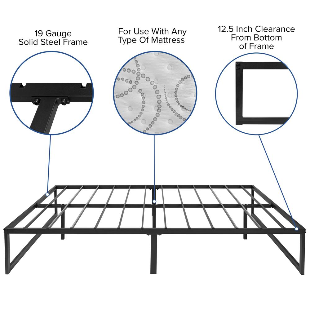 14 in Metal Platform Bed Frame with 12 in Mattress - Full