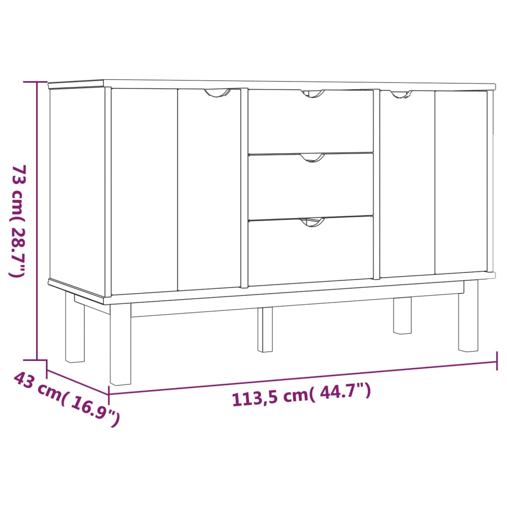 vidaXL Sideboard OTTA 44.7"x16.9"x28.7" Solid Wood Pine