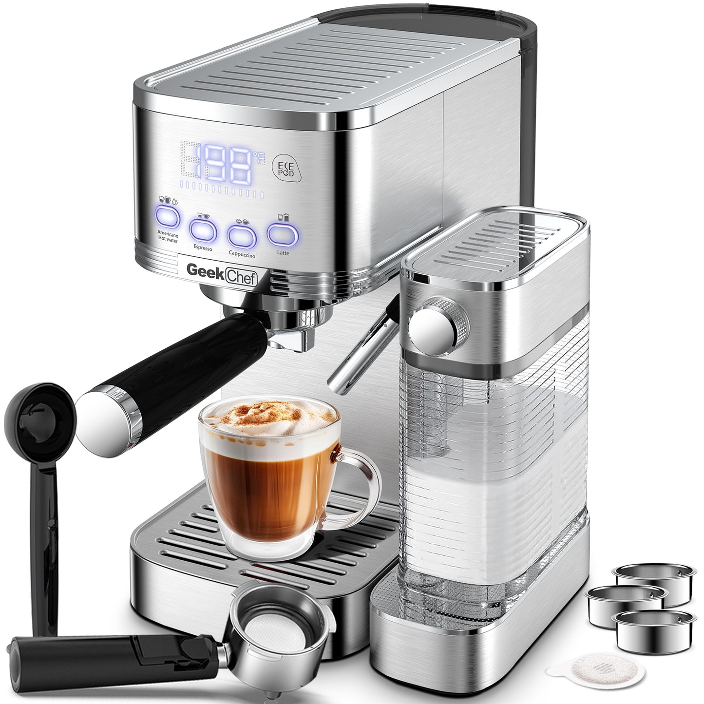 Geek Chef Espresso And Cappuccino Machine With Automatic Milk Frother