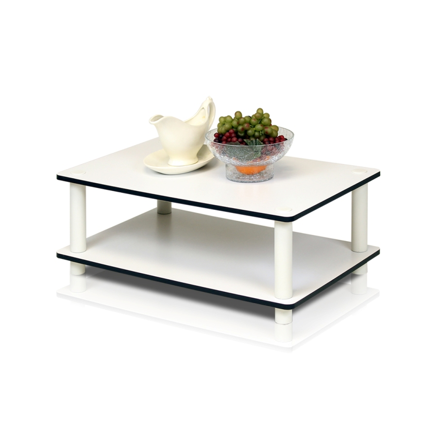 11172 Just 2-Tier No Tools Coffee Table, White w/White Tube