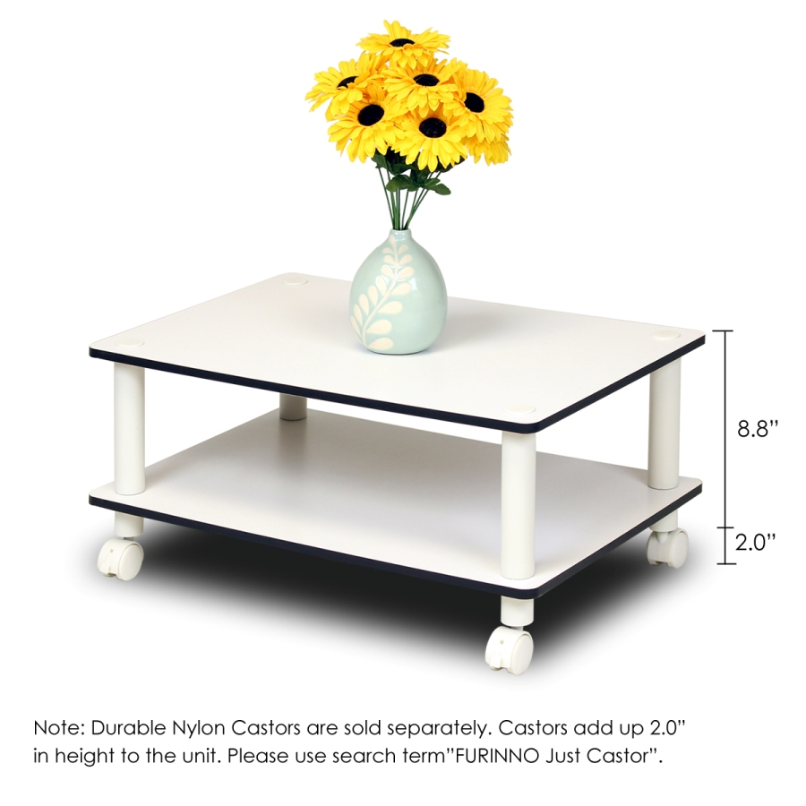 11172 Just 2-Tier No Tools Coffee Table, White w/White Tube