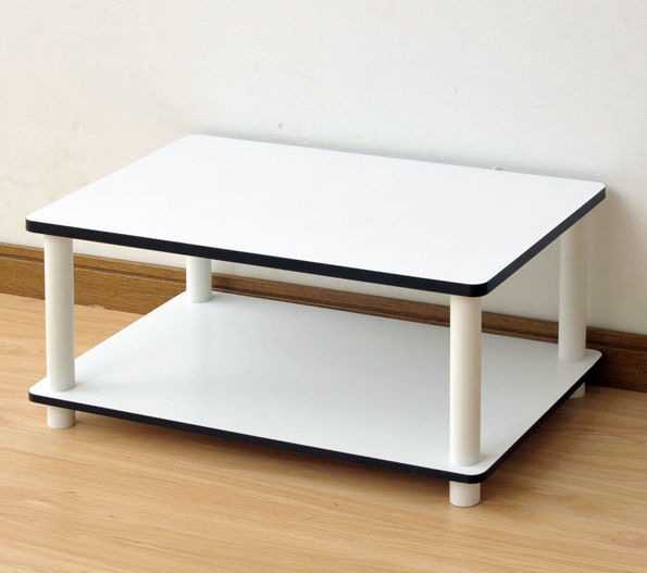 11172 Just 2-Tier No Tools Coffee Table, White w/White Tube