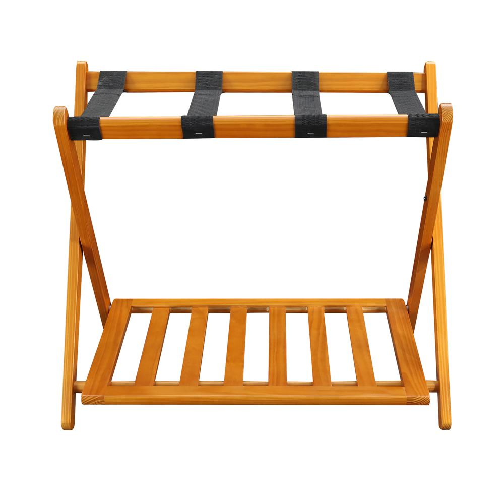 Luggage Rack with Shelf- Honey Oak