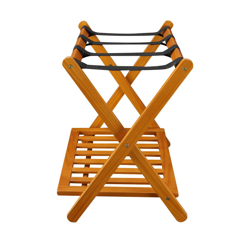 Luggage Rack with Shelf- Honey Oak