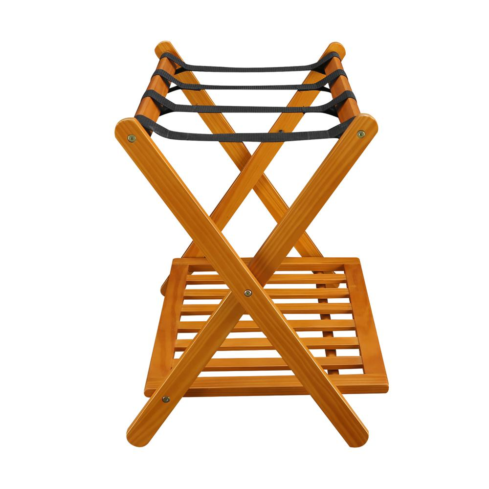 Luggage Rack with Shelf- Honey Oak