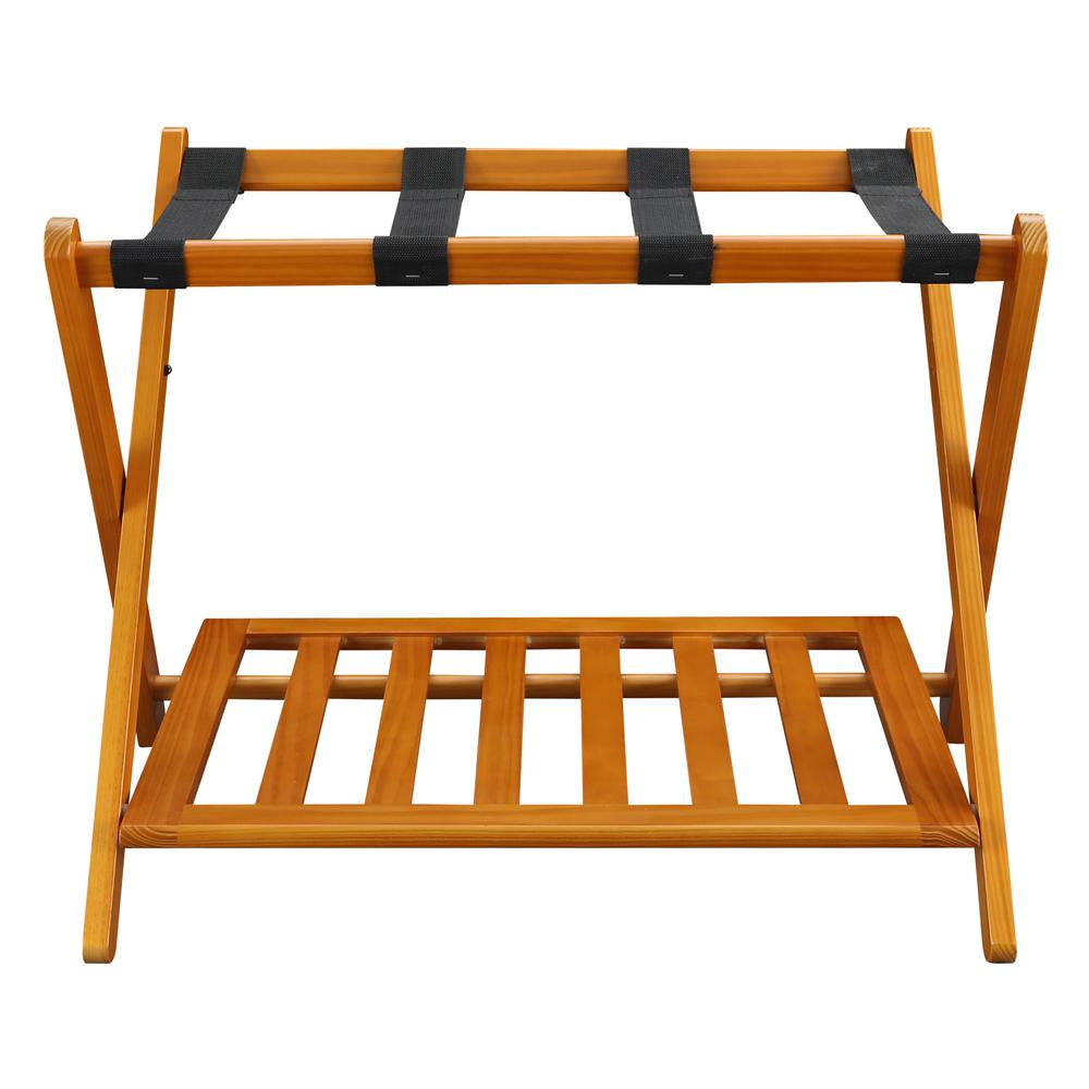 Luggage Rack with Shelf- Honey Oak