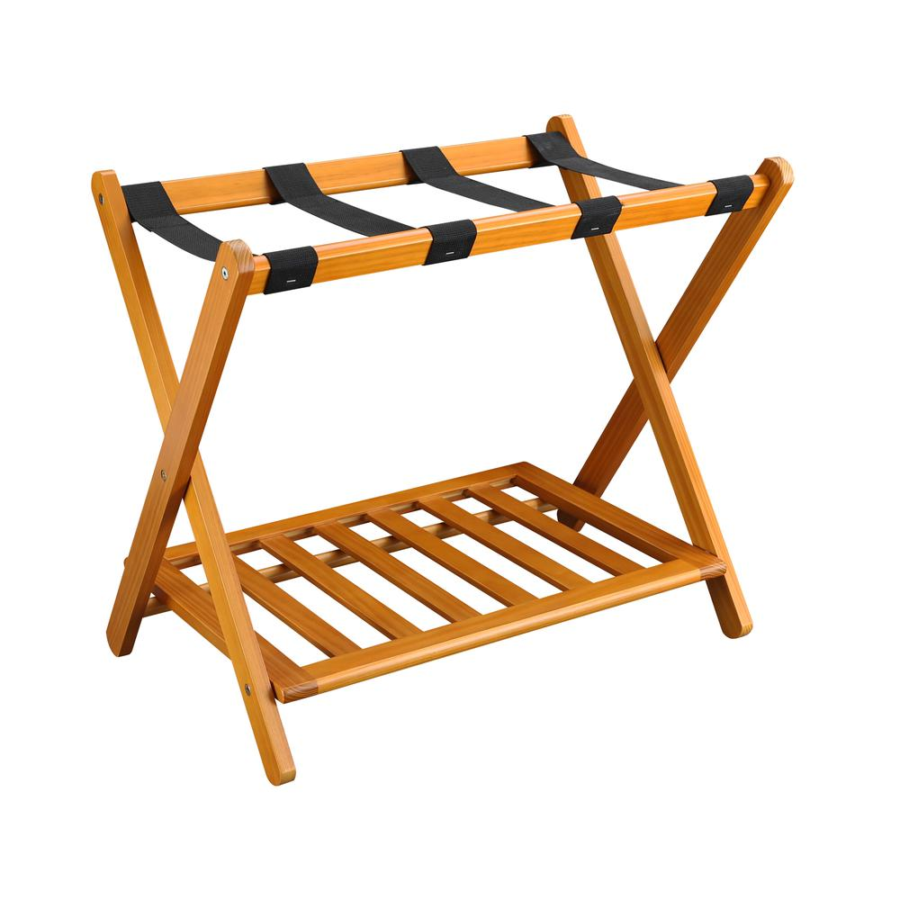 Luggage Rack with Shelf- Honey Oak