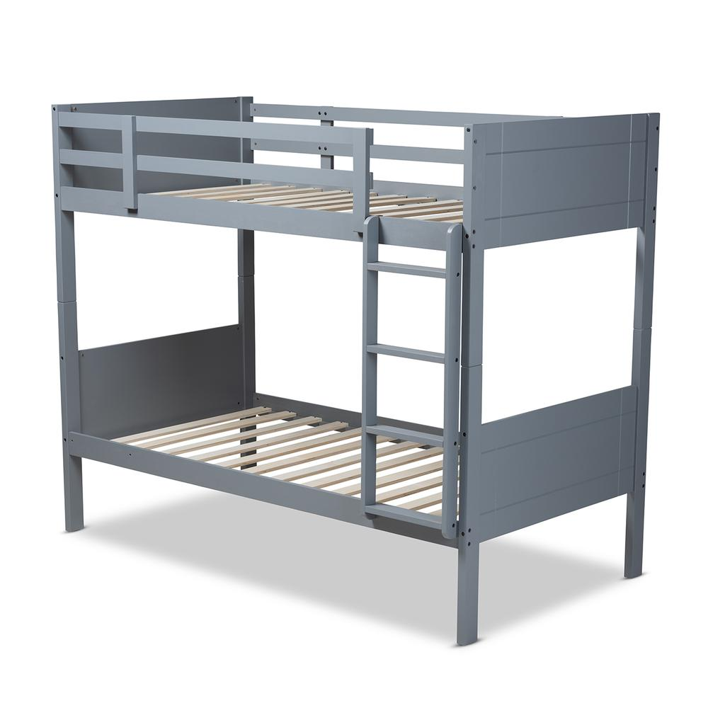 Elsie Modern and Contemporary Grey Finished Wood Twin Size Bunk Bed