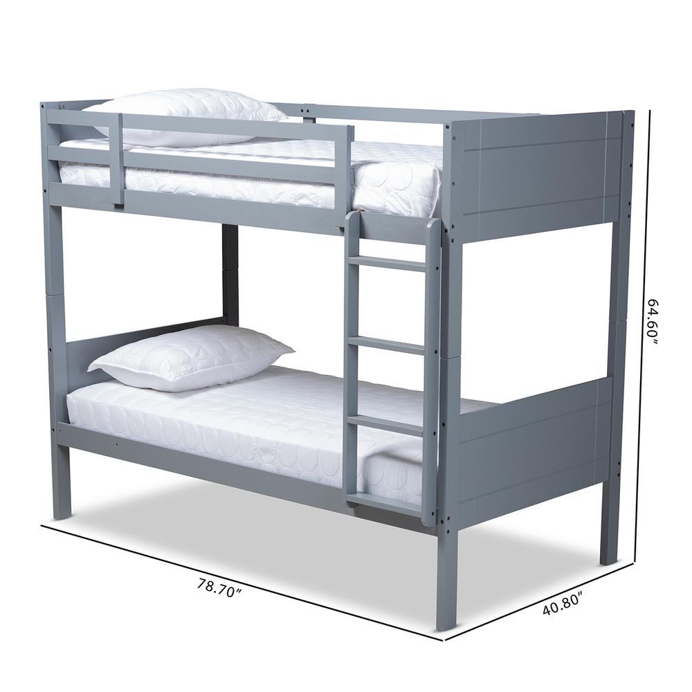 Elsie Modern and Contemporary Grey Finished Wood Twin Size Bunk Bed