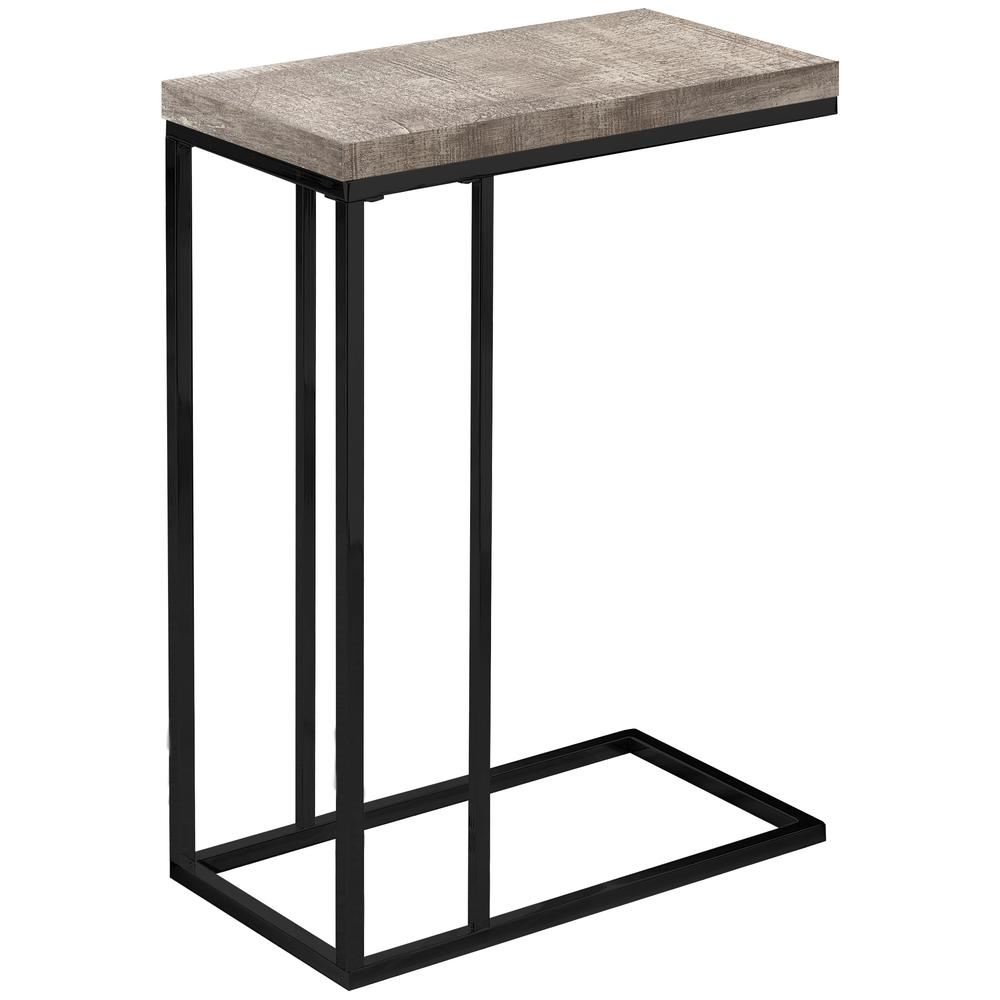 ACCENT TABLE - TAUPE RECLAIMED WOOD-LOOK / BLACK METAL