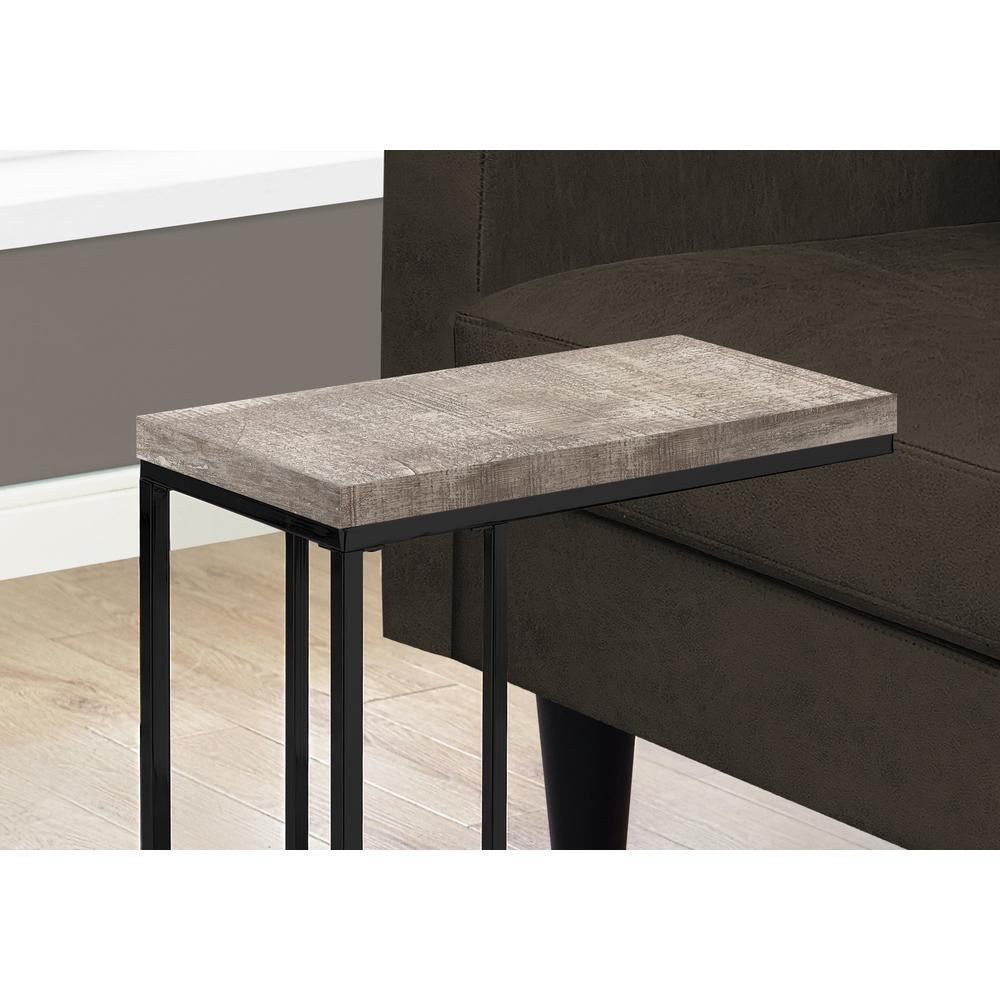 ACCENT TABLE - TAUPE RECLAIMED WOOD-LOOK / BLACK METAL