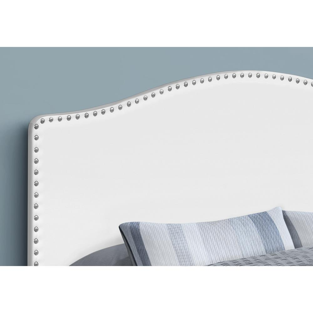 Bed - Queen Size, White Leather-Look Headboard Only