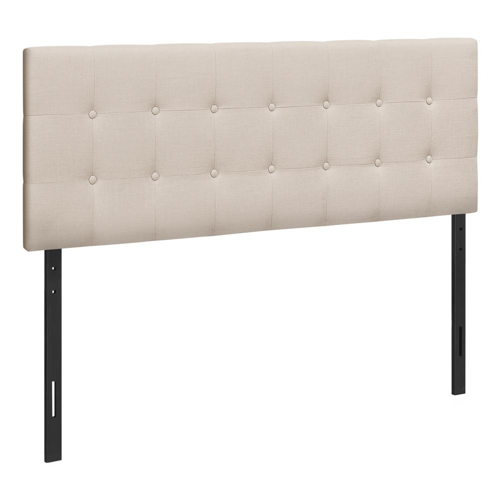 Bed - Queen Size In Beige Linen Headboard Only