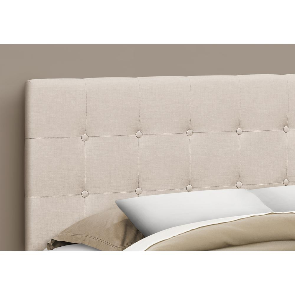 Bed - Queen Size In Beige Linen Headboard Only