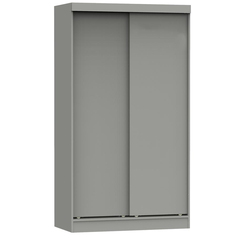 Better Home Products Modern Wood Double Sliding Door Wardrobe in Light Gray