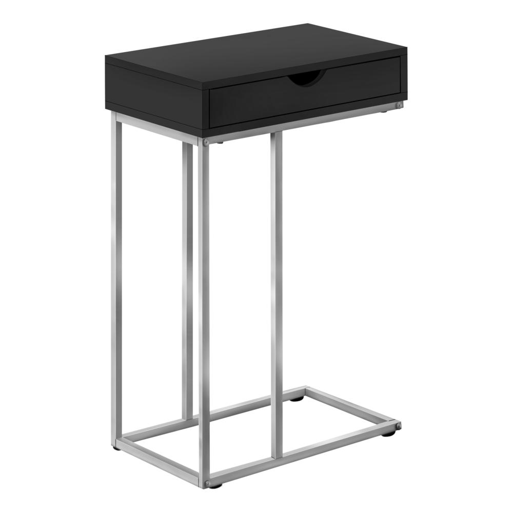 ACCENT TABLE - 25"H / BLACK / SILVER METAL