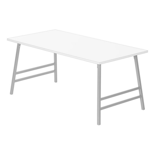 COFFEE TABLE - 40"L ,WHITE, SILVER METAL