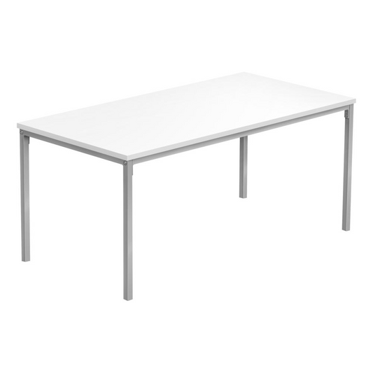 COFFEE TABLE - 40"L , WHITE / SILVER METAL