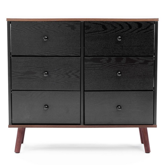 Black Manufactured Wood 6-Drawer Accent Chest