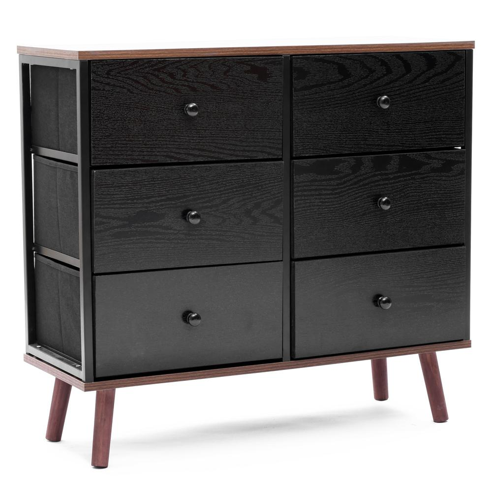 Black Manufactured Wood 6-Drawer Accent Chest