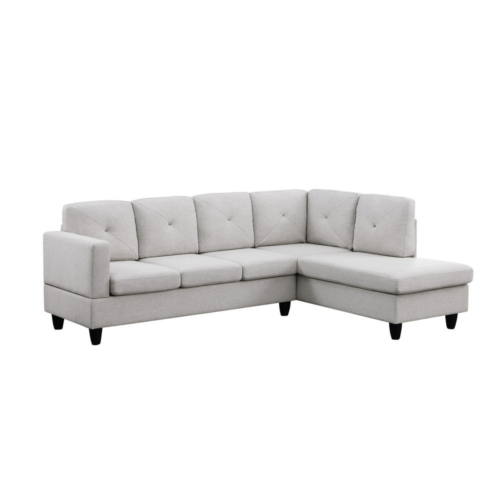 Santiago Light Gray Linen Sectional Sofa with Right Facing Chaise