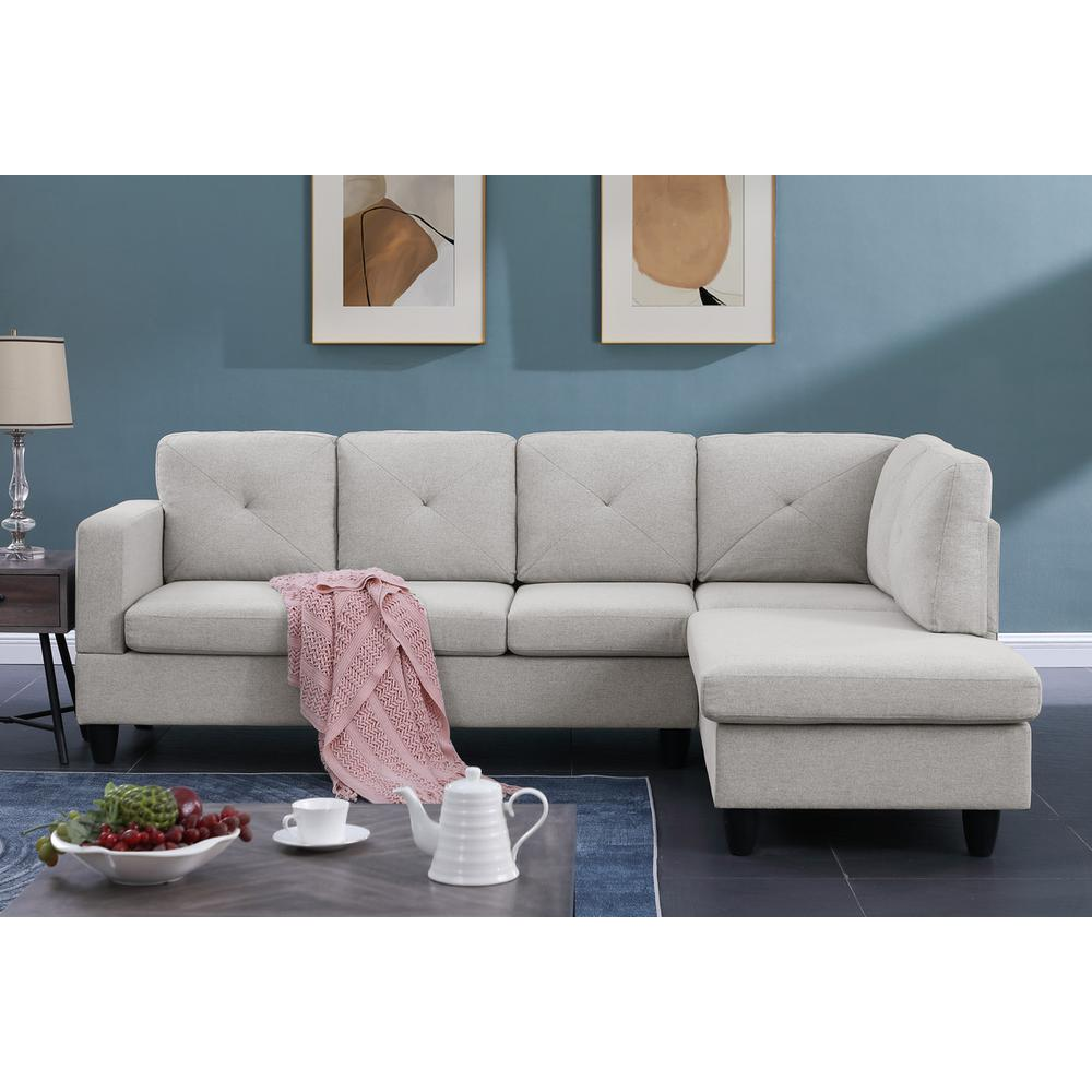 Santiago Light Gray Linen Sectional Sofa with Right Facing Chaise