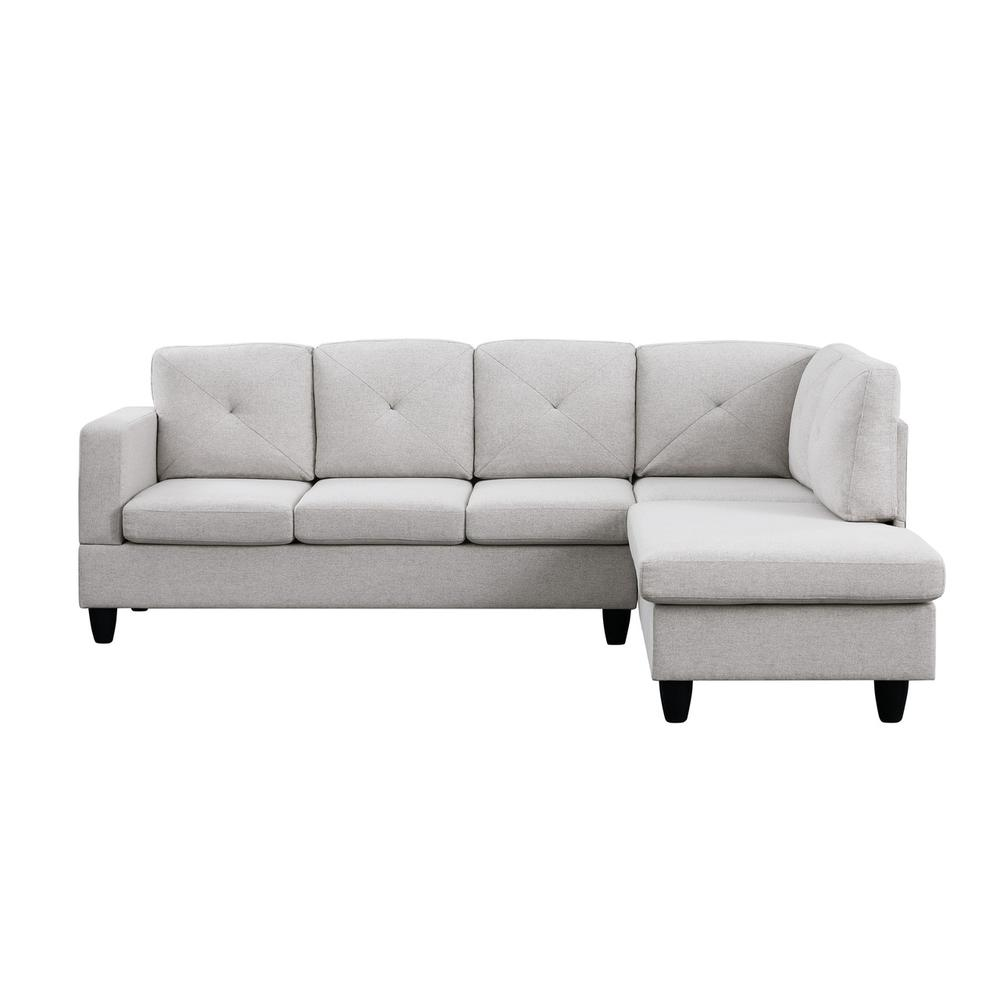 Santiago Light Gray Linen Sectional Sofa with Right Facing Chaise