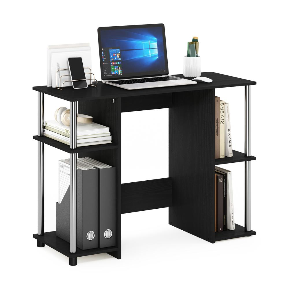 Computer Writing Desk, White Oak, Stainless Steel Tubes