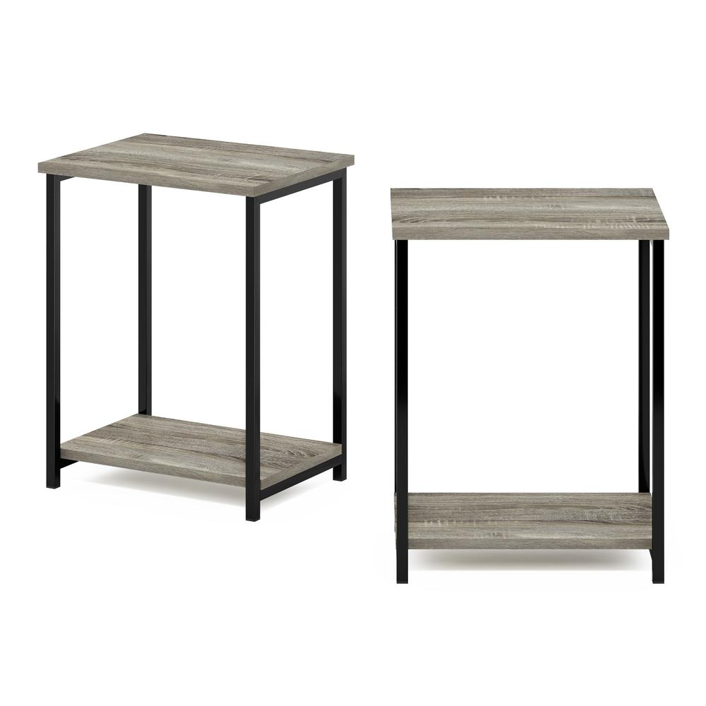 Industrial Metal Frame End Table, 2-Pack, French Oak