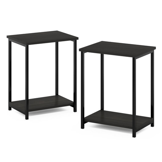 Industrial Metal Frame End Table, 2-Pack, Espresso