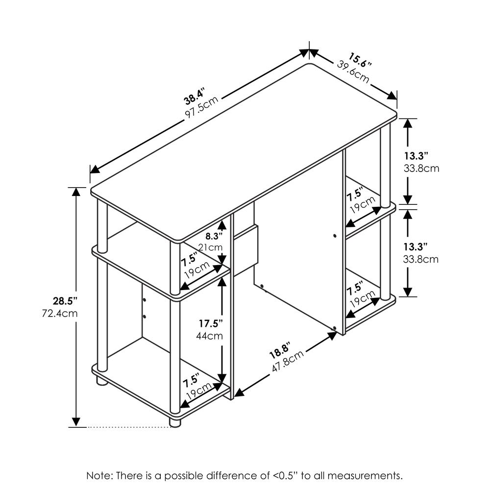 Compact Computer Study Desk, Americano, Stainless Steel Tubes