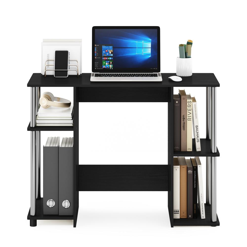 Compact Computer Study Desk, Americano, Stainless Steel Tubes