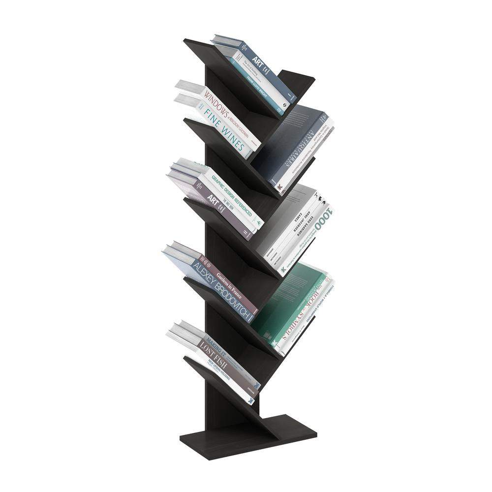 Tree Bookshelf 9-Tier Floor Standing Tree Bookcase, Espresso