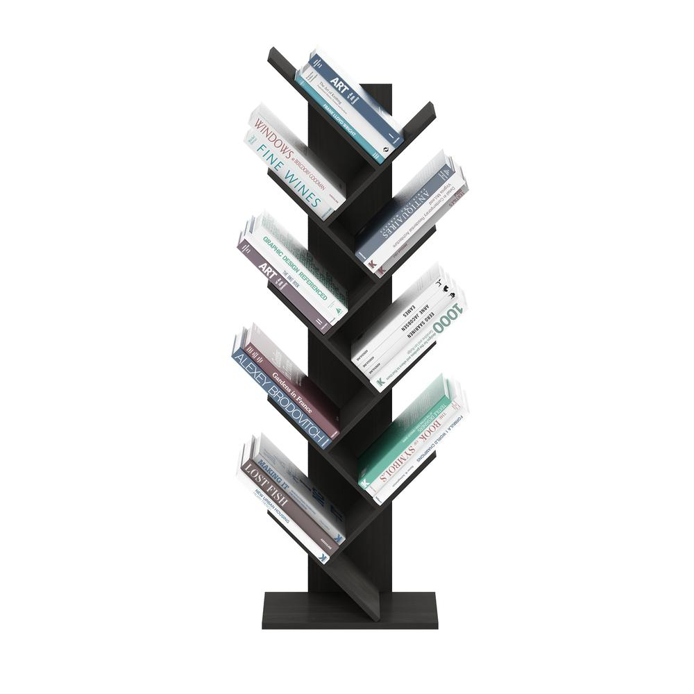 Tree Bookshelf 9-Tier Floor Standing Tree Bookcase, Espresso