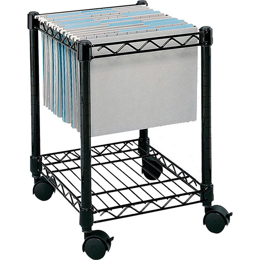 Safco Compact Mobile File Cart - 1 Shelf - 4 Casters - Steel - x 15.5" Width x 14" Depth x 19.5" Height - Black - 1 Each